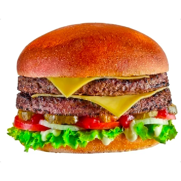 سندوتش برجر لحم بقري مع شرائح الجبنة الشيدر